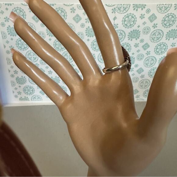 Aventurine gemstone ring adjustable marquee, silver overlay stamped 925 - Picture 4 of 7